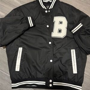 Black Varsity Jacket with White Accents